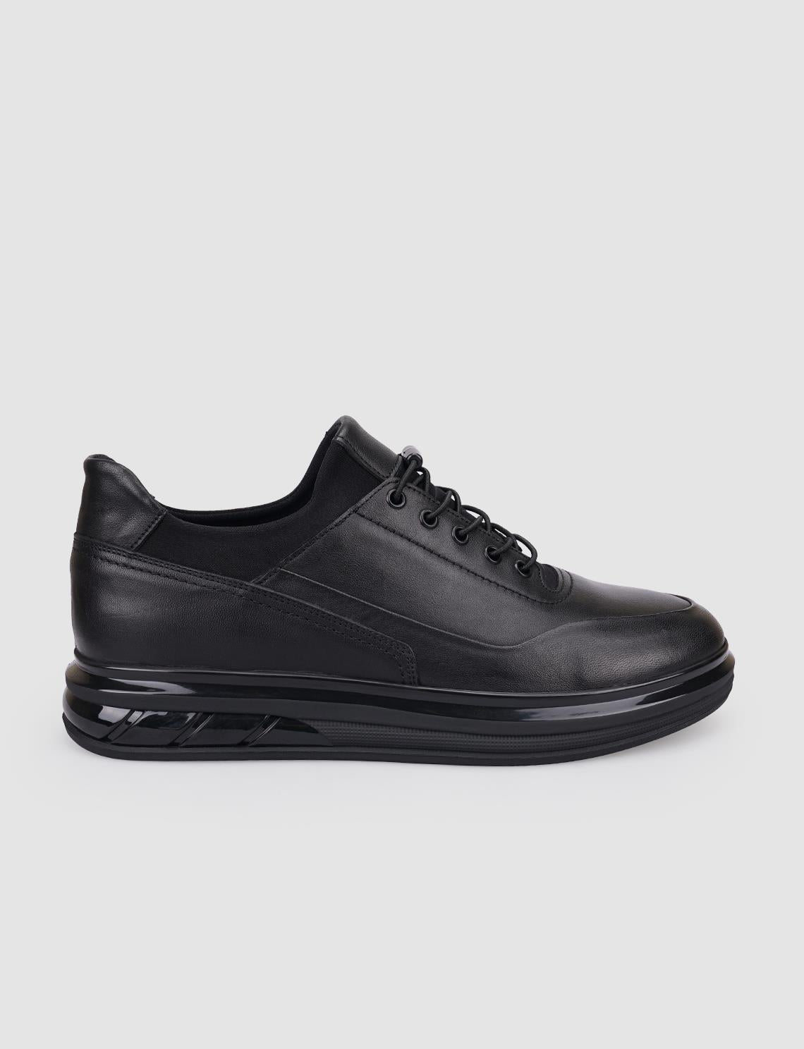 100% Genuine Leather Black Lace-up Men's Casual Shoes