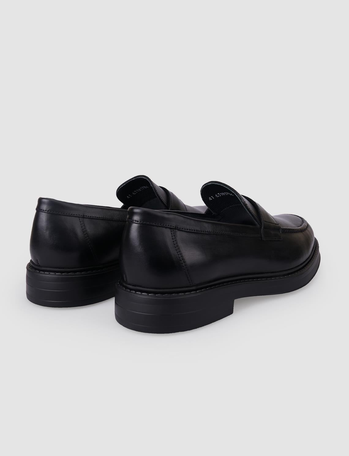 100% Genuine Leather Black Men's Casual Shoes