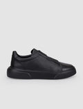 100% Genuine Leather Black Elastic Men's Sneaker