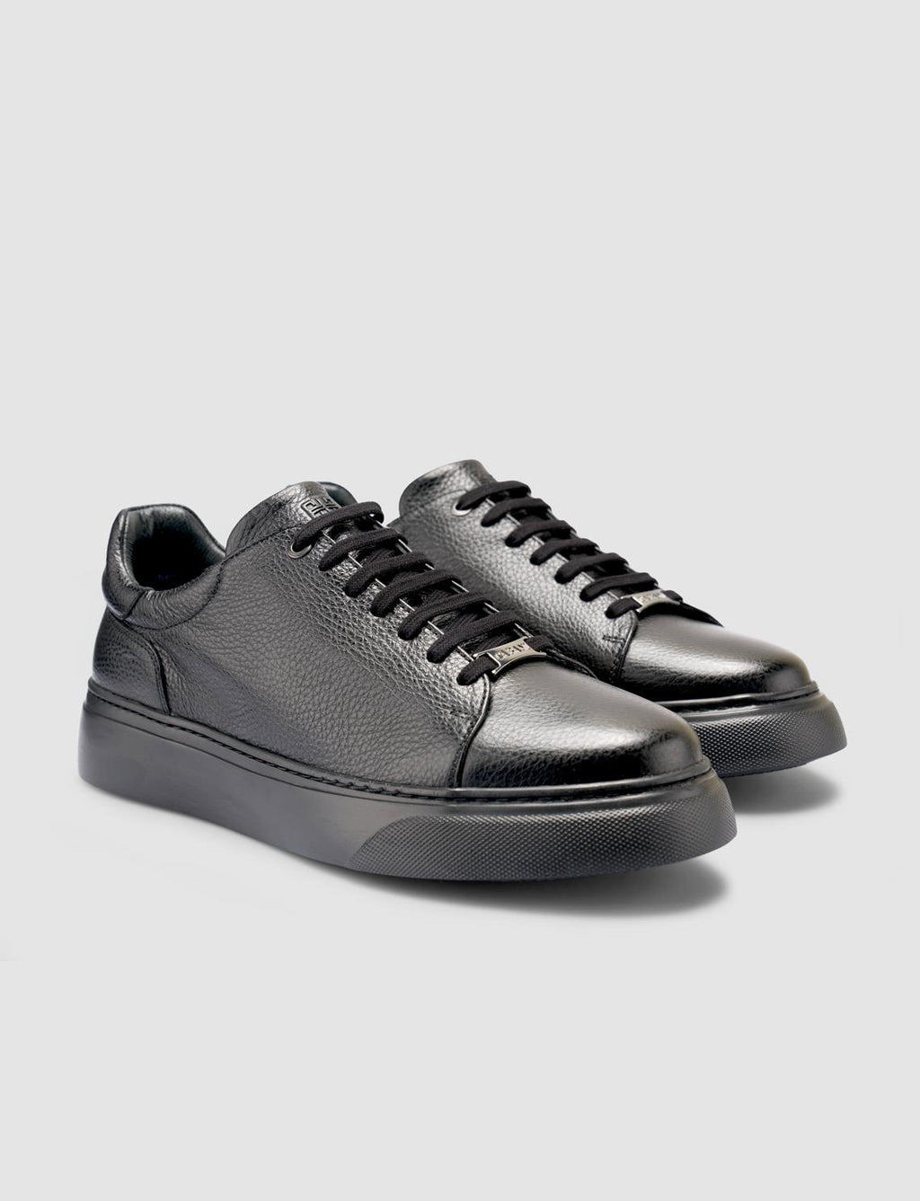 100% Genuine Leather Black Men's Athletic Shoes