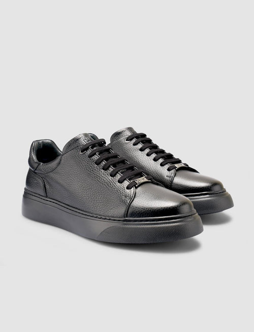 100% Genuine Leather Black Men's Athletic Shoes