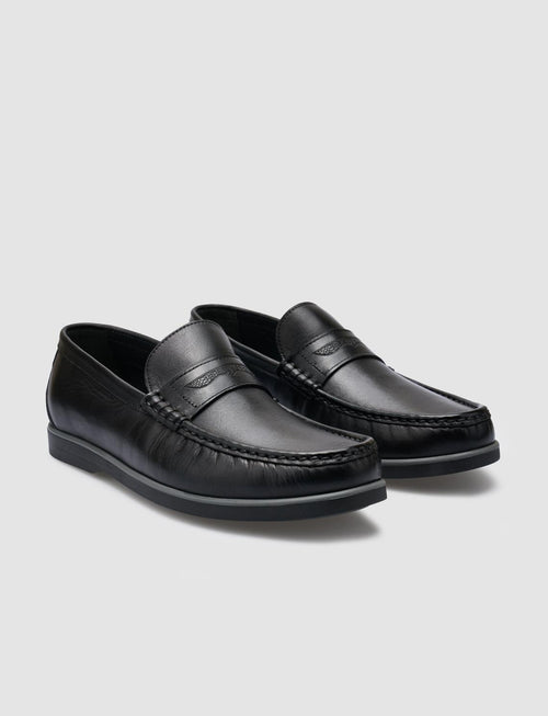 100% Genuine Leather Black Men's Casual Shoes