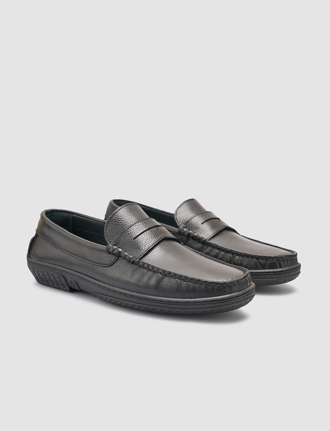100% Genuine Leather Black Men's Casual Shoes