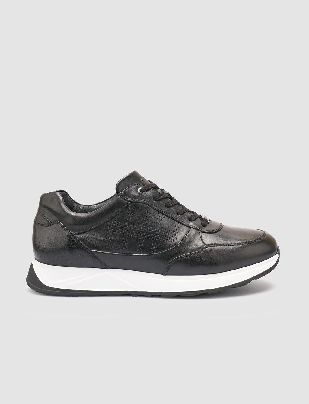 100% Genuine Leather Black Men's Athletic Shoes