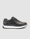 100% Genuine Leather Black Men's Athletic Shoes
