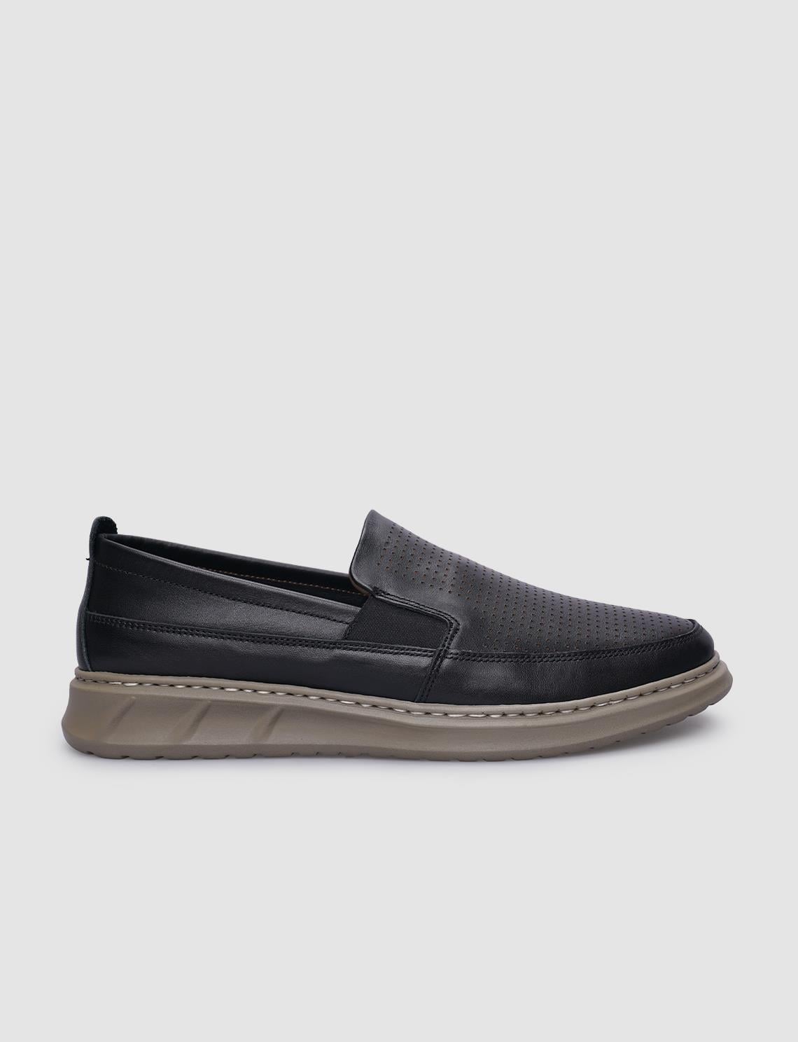 100% Genuine Leather Black Men's Casual Shoes