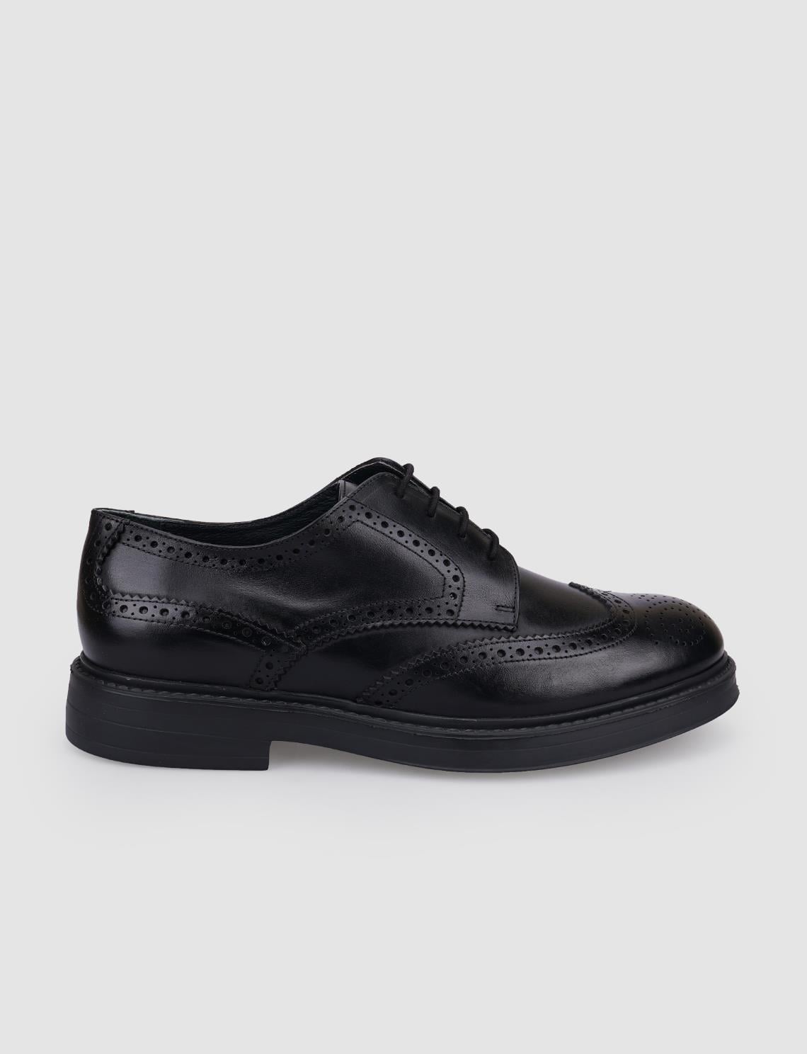 100% Genuine Leather Black Lace-up Men's Casual Shoes