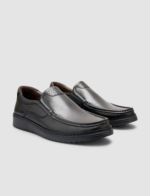 100% Genuine Leather Black Men's Casual Shoes