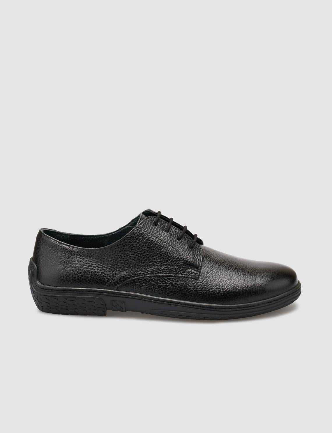100% Genuine Leather Black Men's Casual Shoes