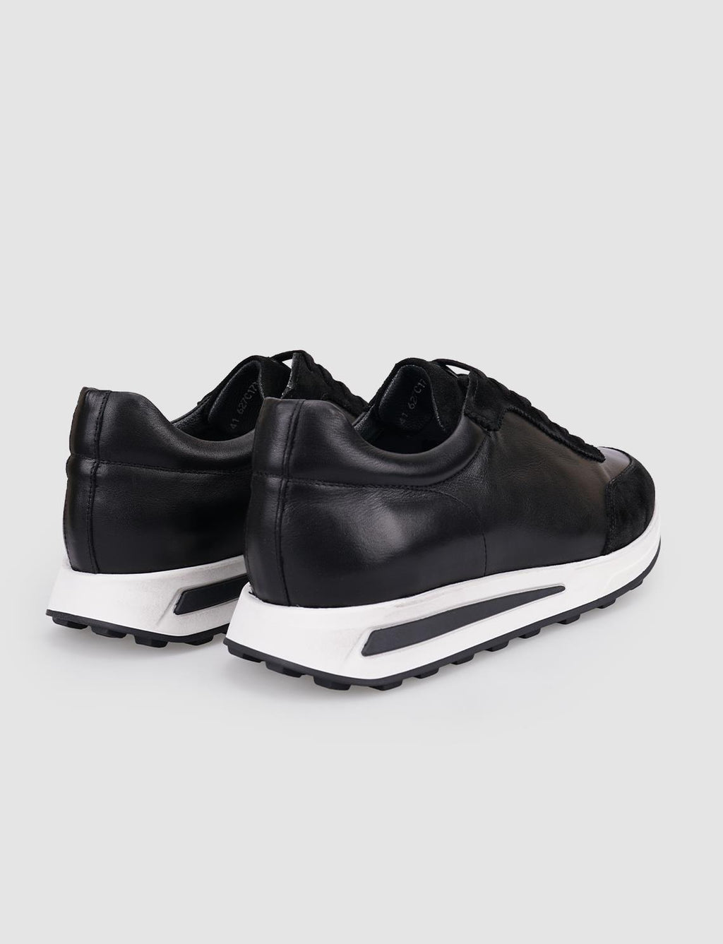 100% Genuine Leather Black Lace-up Men's Athletic Shoes