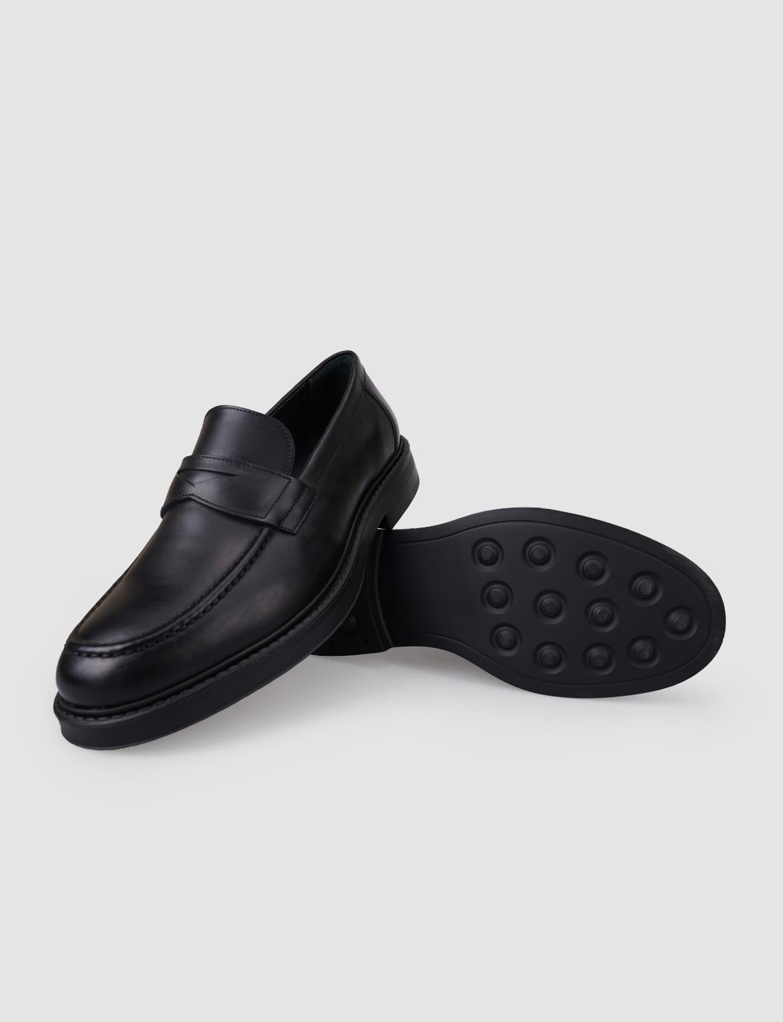 100% Genuine Leather Black Men's Casual Shoes