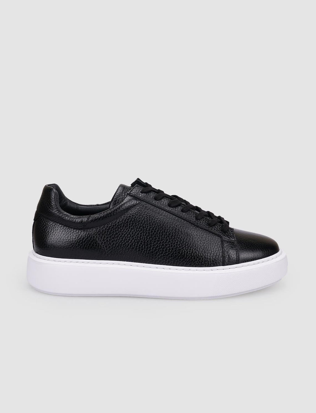 100% Genuine Leather Black Lace-up Men's Athletic Shoes