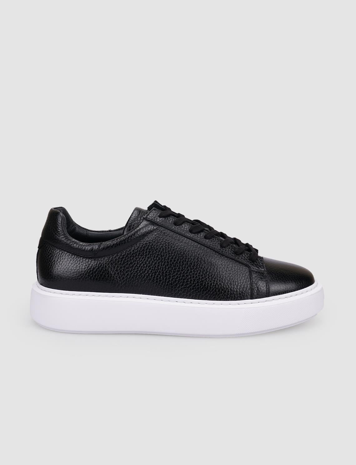 100% Genuine Leather Black Lace-up Men's Athletic Shoes