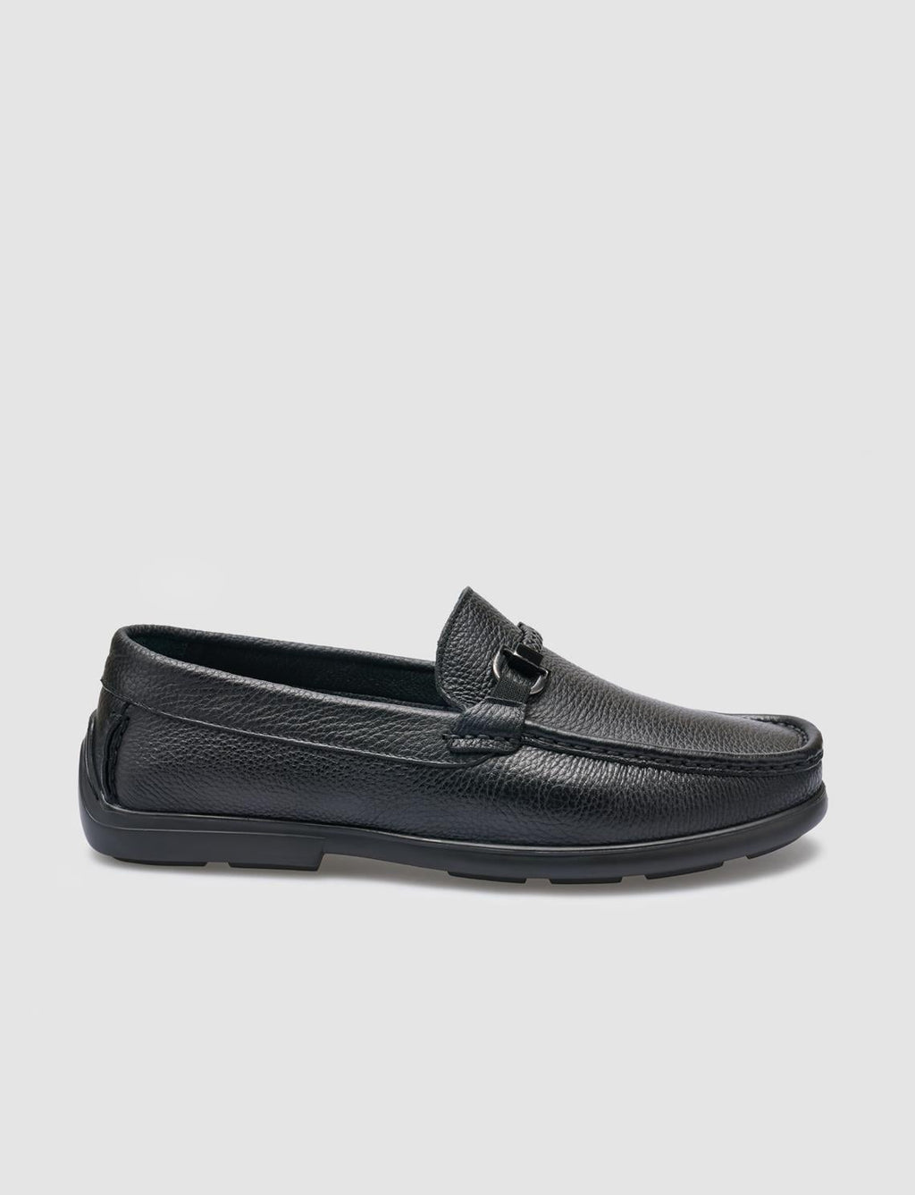 100% Genuine Leather Men's Loafer with Black Buckle Detail