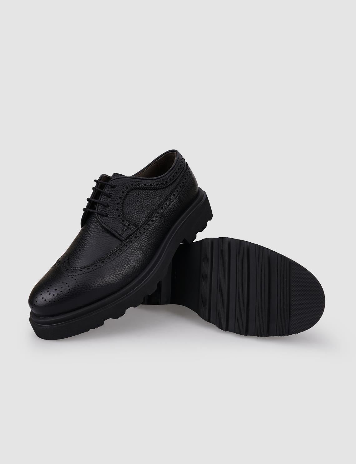 100% Genuine Leather Black Lace-up Men's Casual Shoes