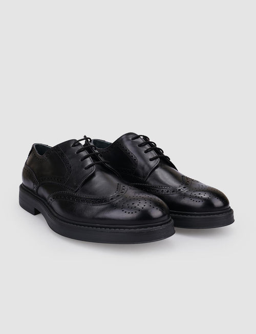 100% Genuine Leather Black Lace-up Men's Casual Shoes
