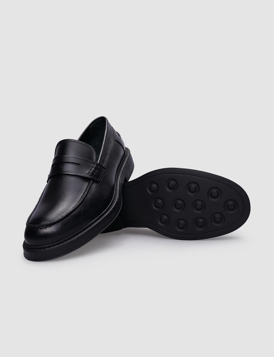 100% Genuine Leather Black Men's Casual Shoes
