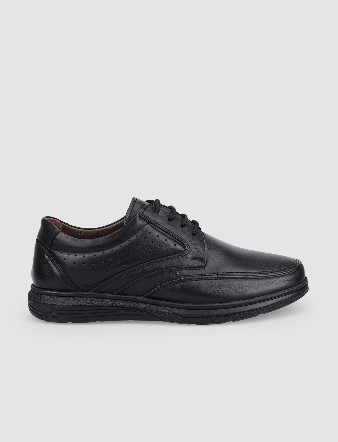 100% Genuine Leather Black Lace-up Men's Casual Shoes