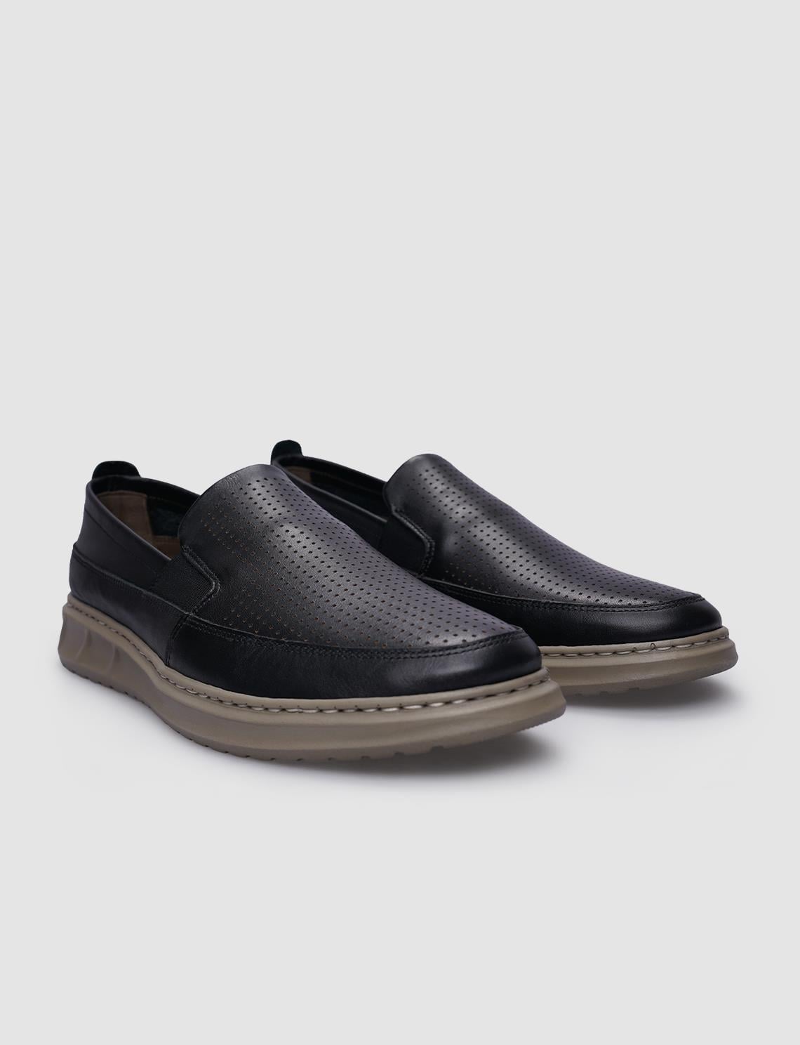100% Genuine Leather Black Men's Casual Shoes