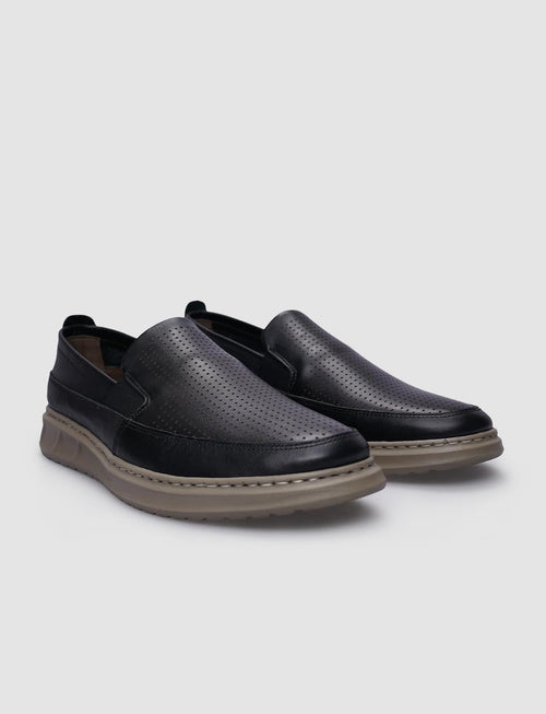 100% Genuine Leather Black Men's Casual Shoes