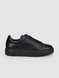 100% Genuine Leather Black Lace-up Men's Athletic Shoes