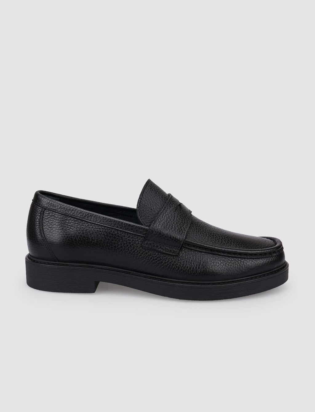 100% Genuine Leather Textured Black Men's Casual Shoes