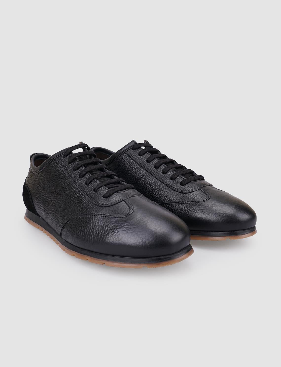 100% Genuine Leather Black Lace-up Men's Casual Shoes