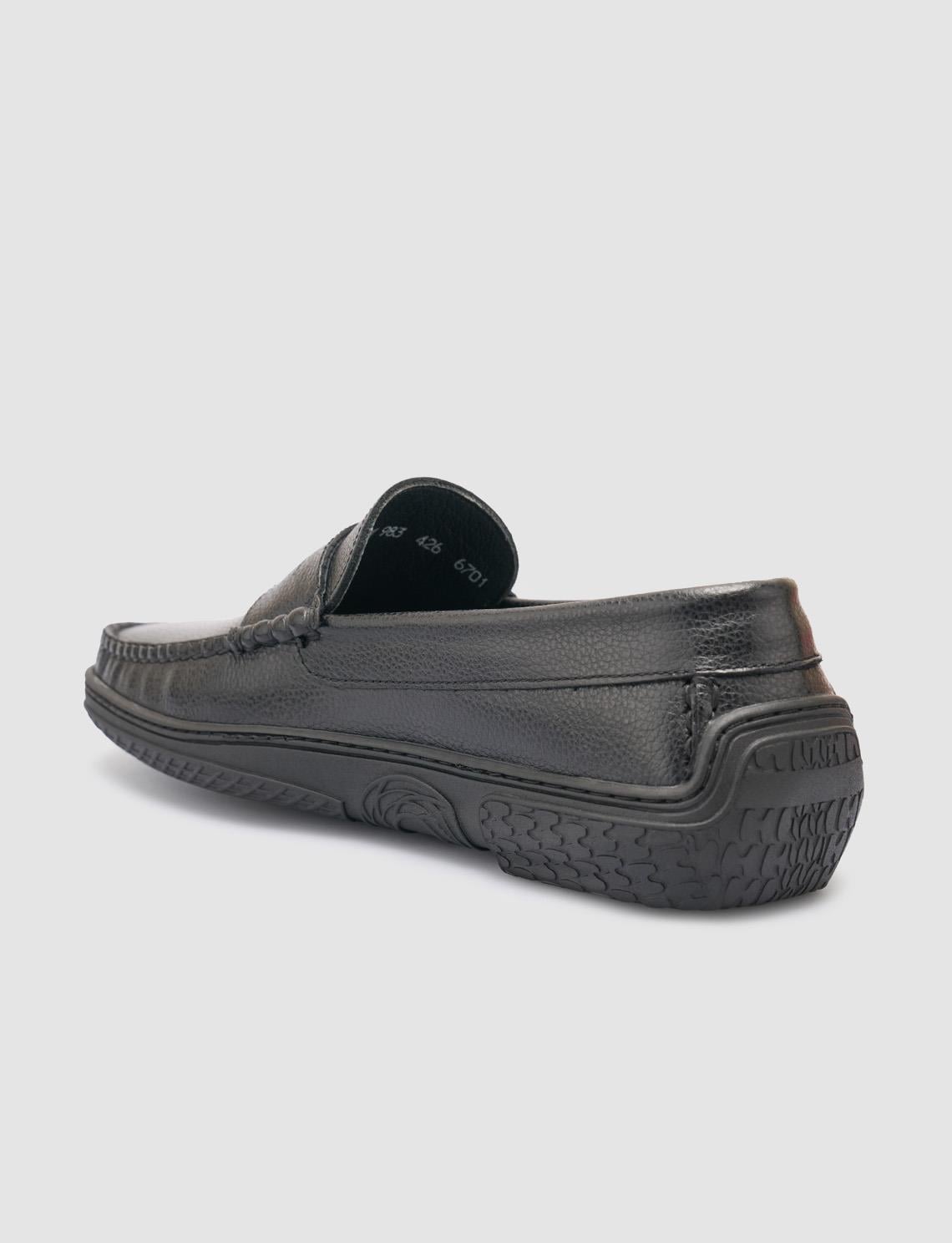100% Genuine Leather Black Men's Casual Shoes