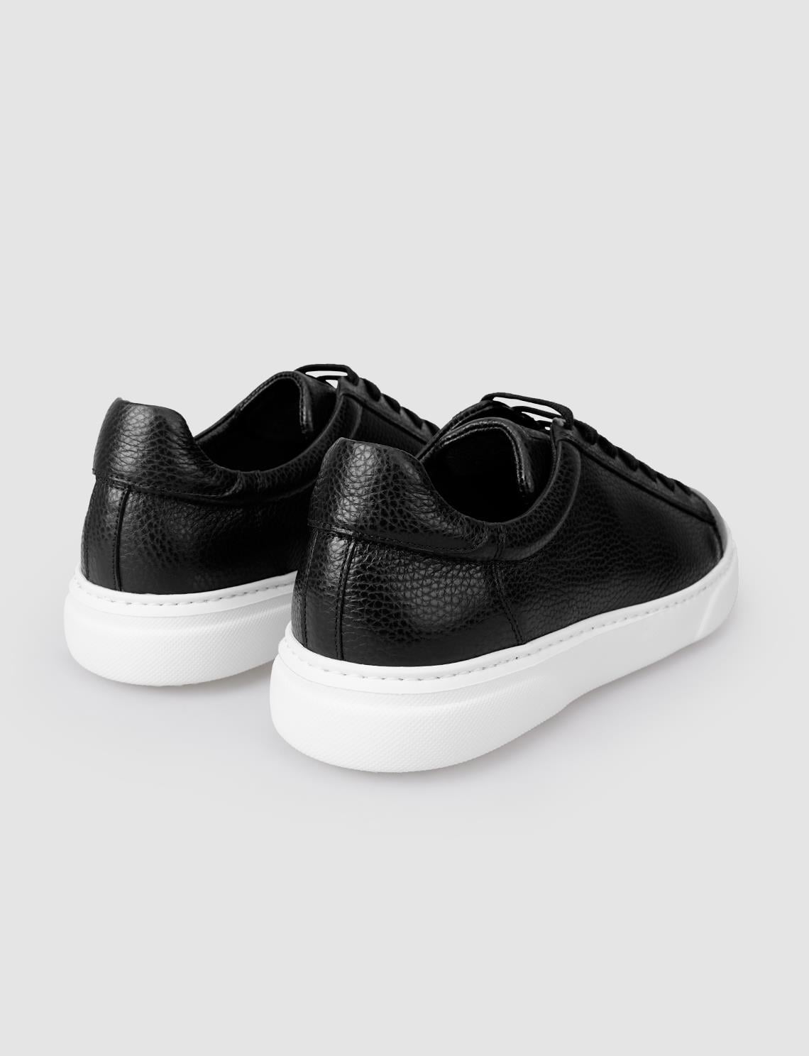 100% Genuine Leather Black Lace-up Men's Athletic Shoes