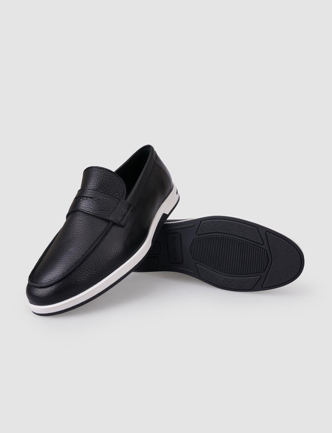 100% Genuine Leather Black Men's Loafer