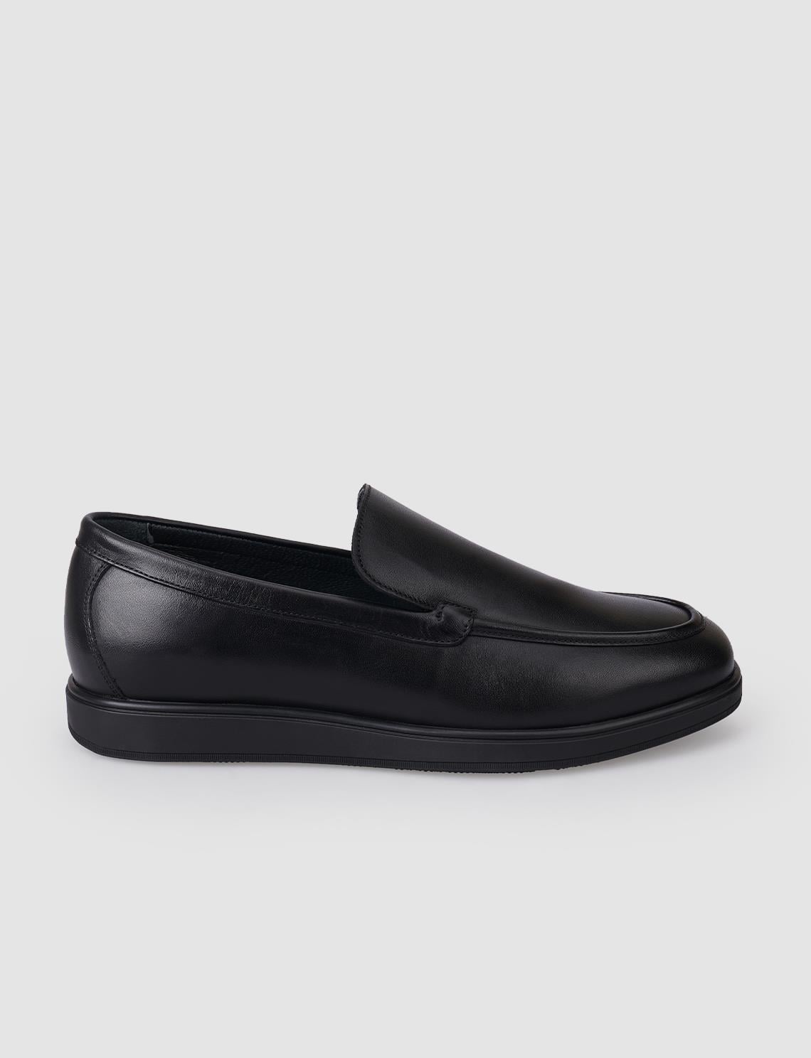 100% Genuine Leather Black Men's Loafer