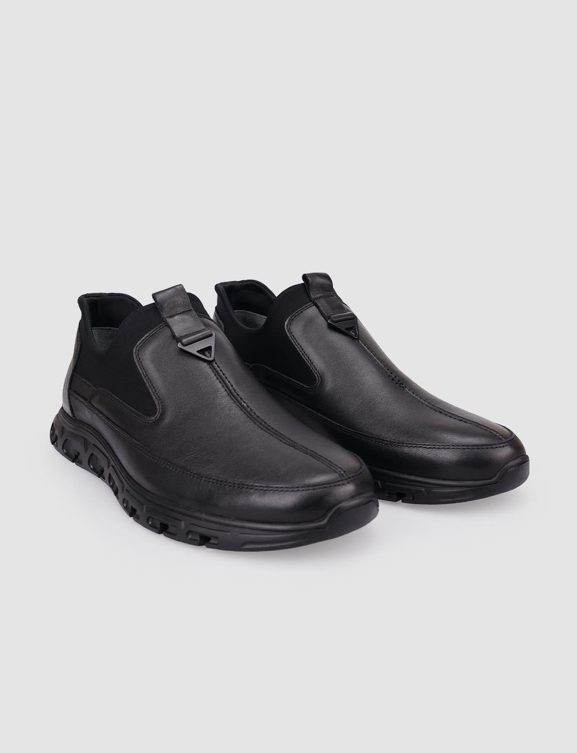 100% Genuine Leather Black Men's Casual Shoes