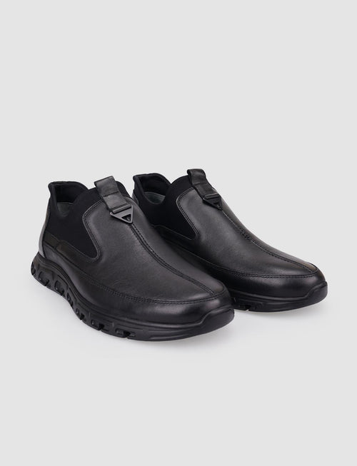 100% Genuine Leather Black Men's Casual Shoes
