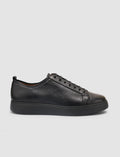 100% Genuine Leather Black Men's Athletic Shoes