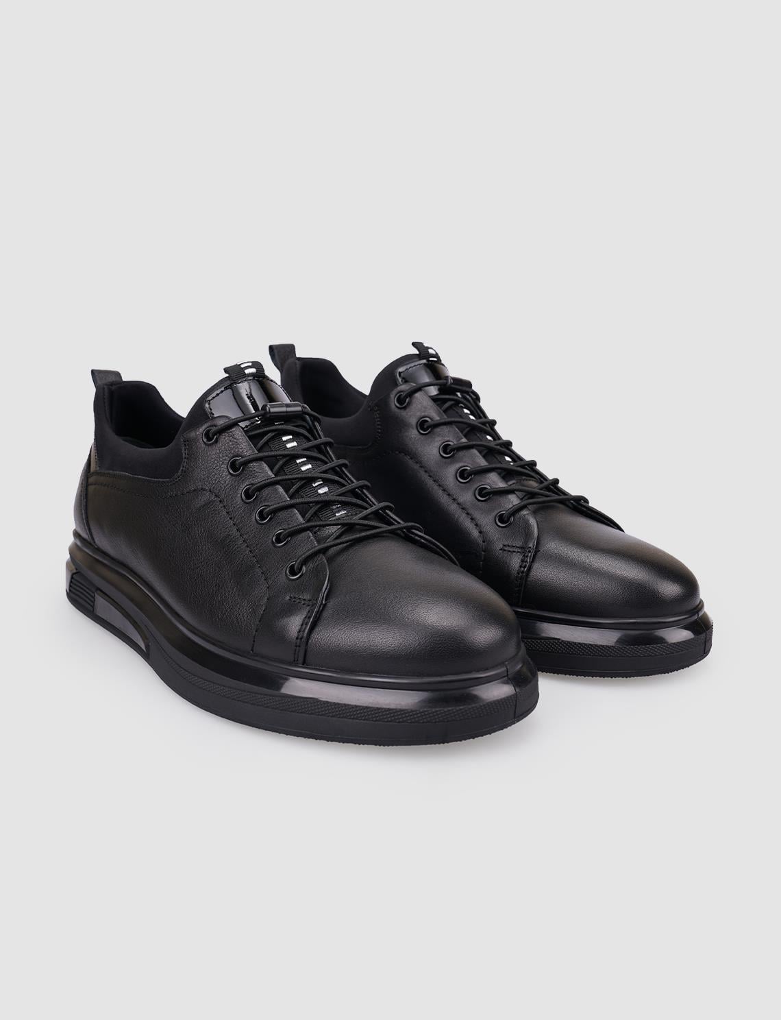 100% Genuine Leather Black Lace-up Men's Casual Shoes