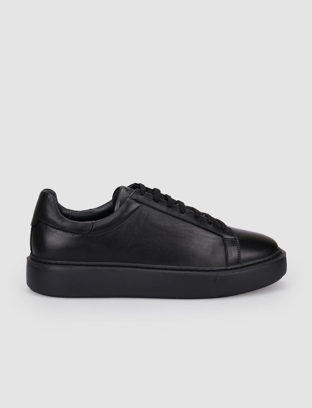 100% Genuine Leather Black Lace-up Men's Athletic Shoes