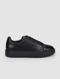 100% Genuine Leather Black Lace-up Men's Athletic Shoes