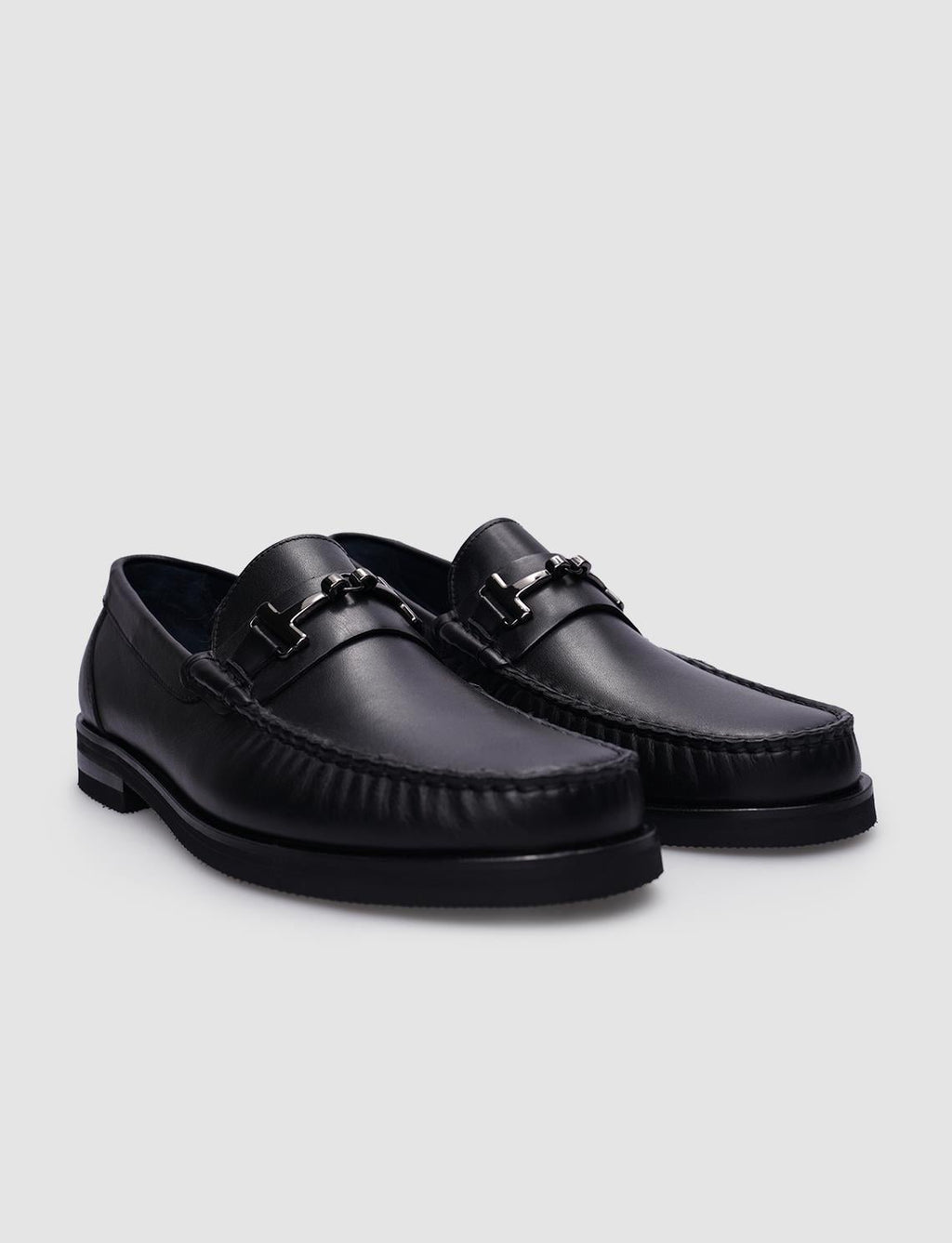 100% Genuine Leather Black Buckle Men's Classic Shoes