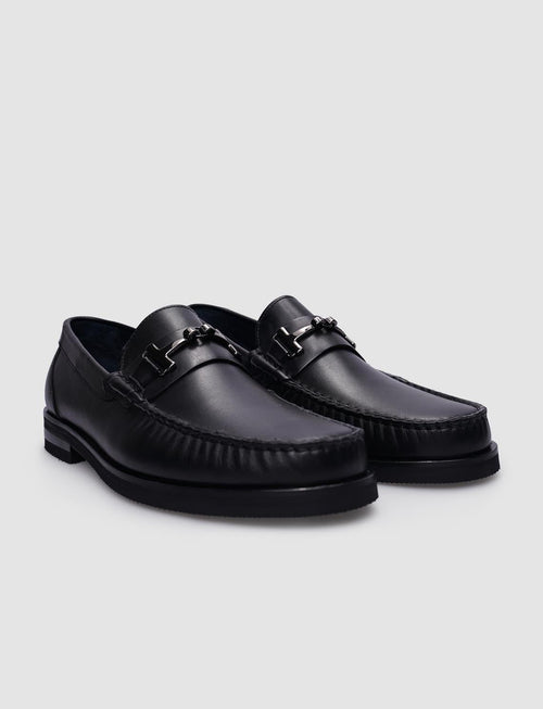 100% Genuine Leather Black Buckle Men's Classic Shoes