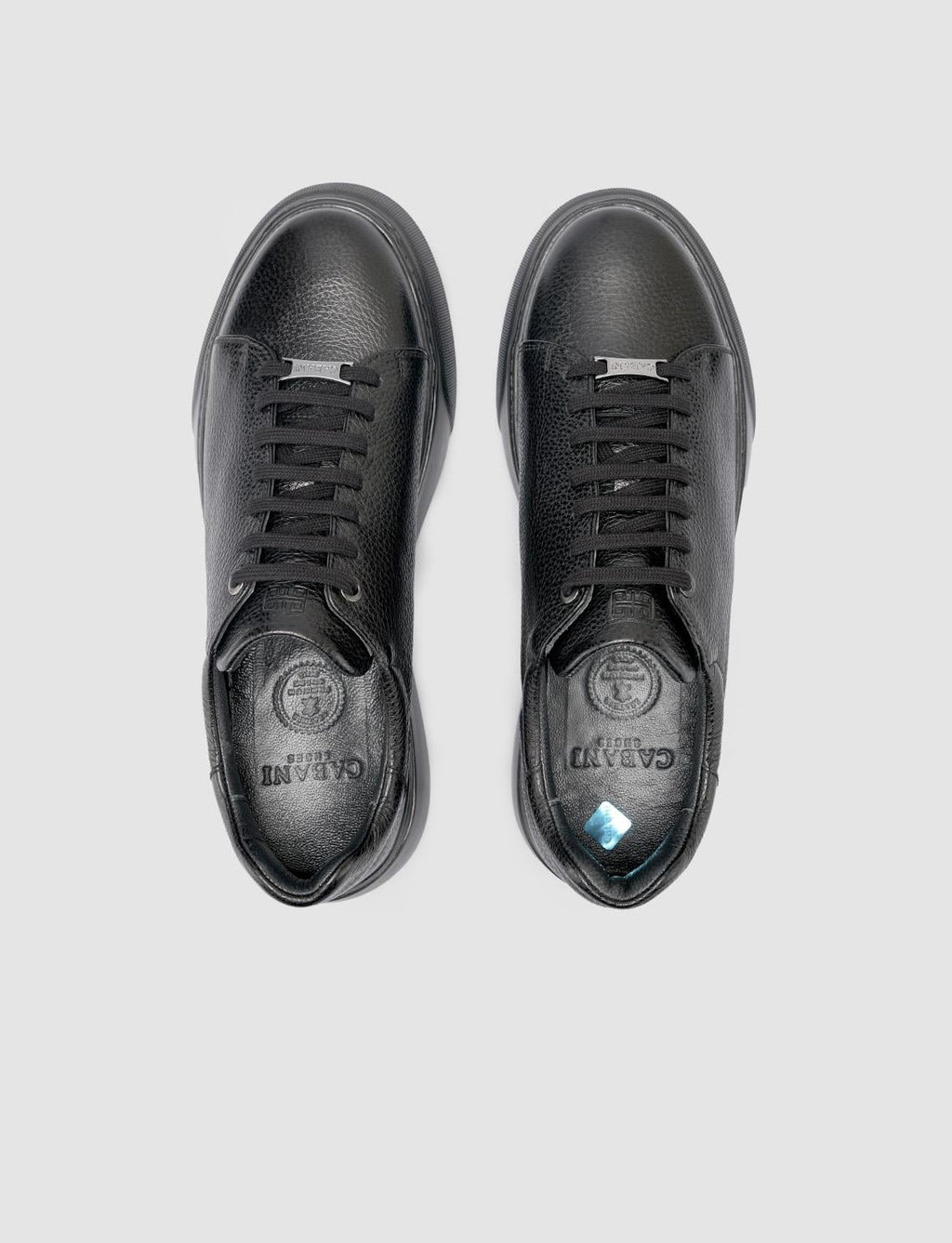 100% Genuine Leather Black Men's Athletic Shoes