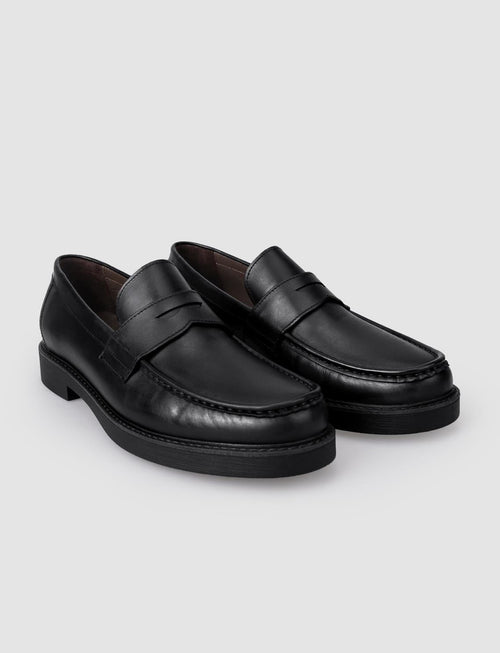 100% Genuine Leather Black Men's Casual Shoes