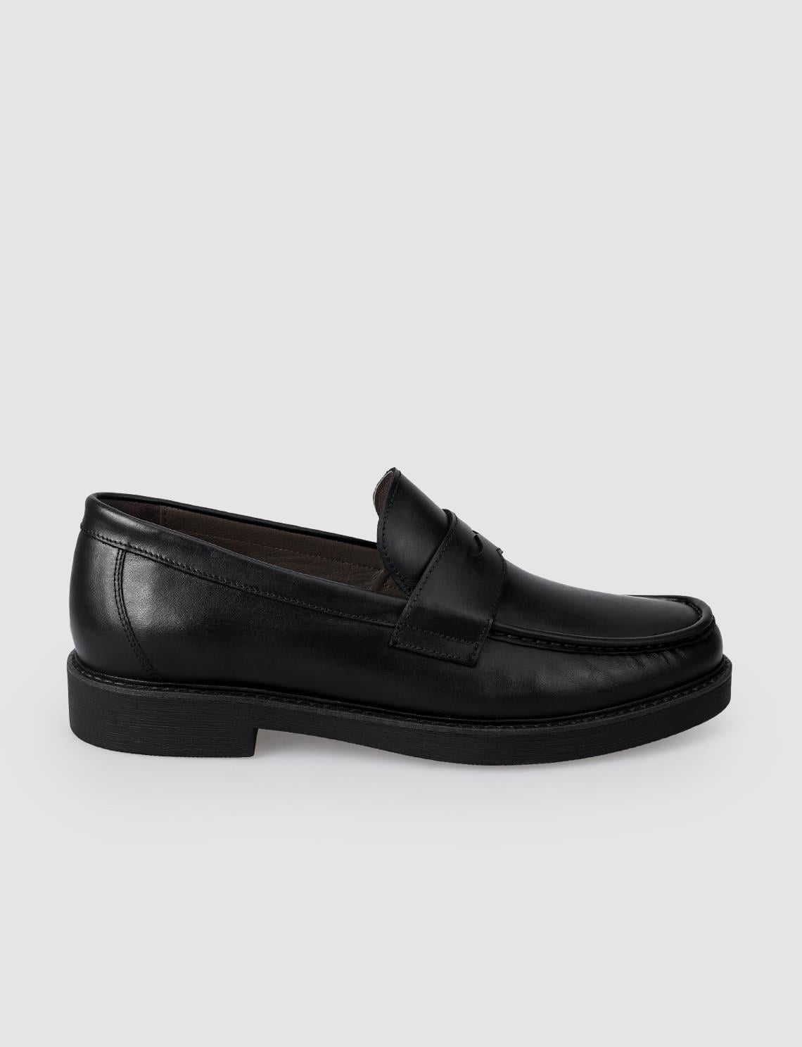 100% Genuine Leather Black Men's Casual Shoes