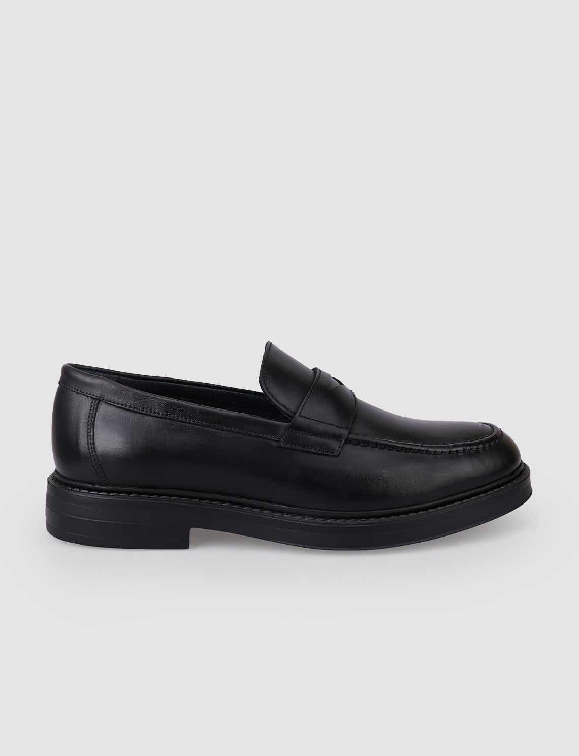 100% Genuine Leather Black Men's Casual Shoes