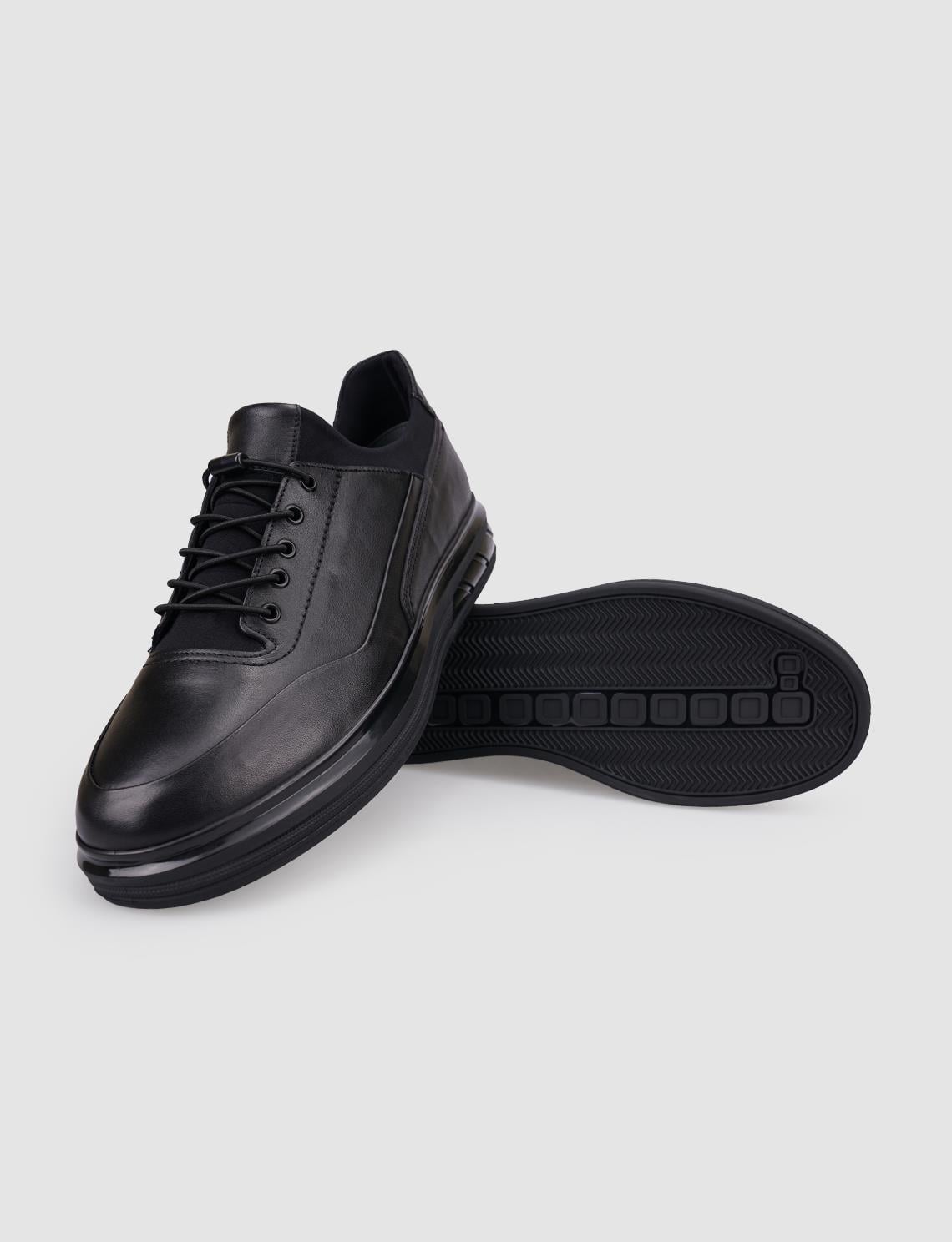 100% Genuine Leather Black Lace-up Men's Casual Shoes