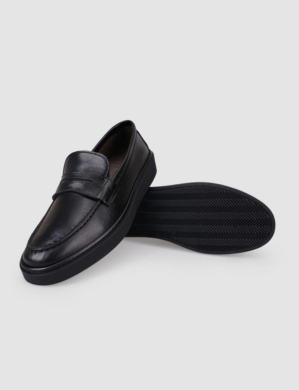 100% Genuine Leather Black Men's Casual Shoes