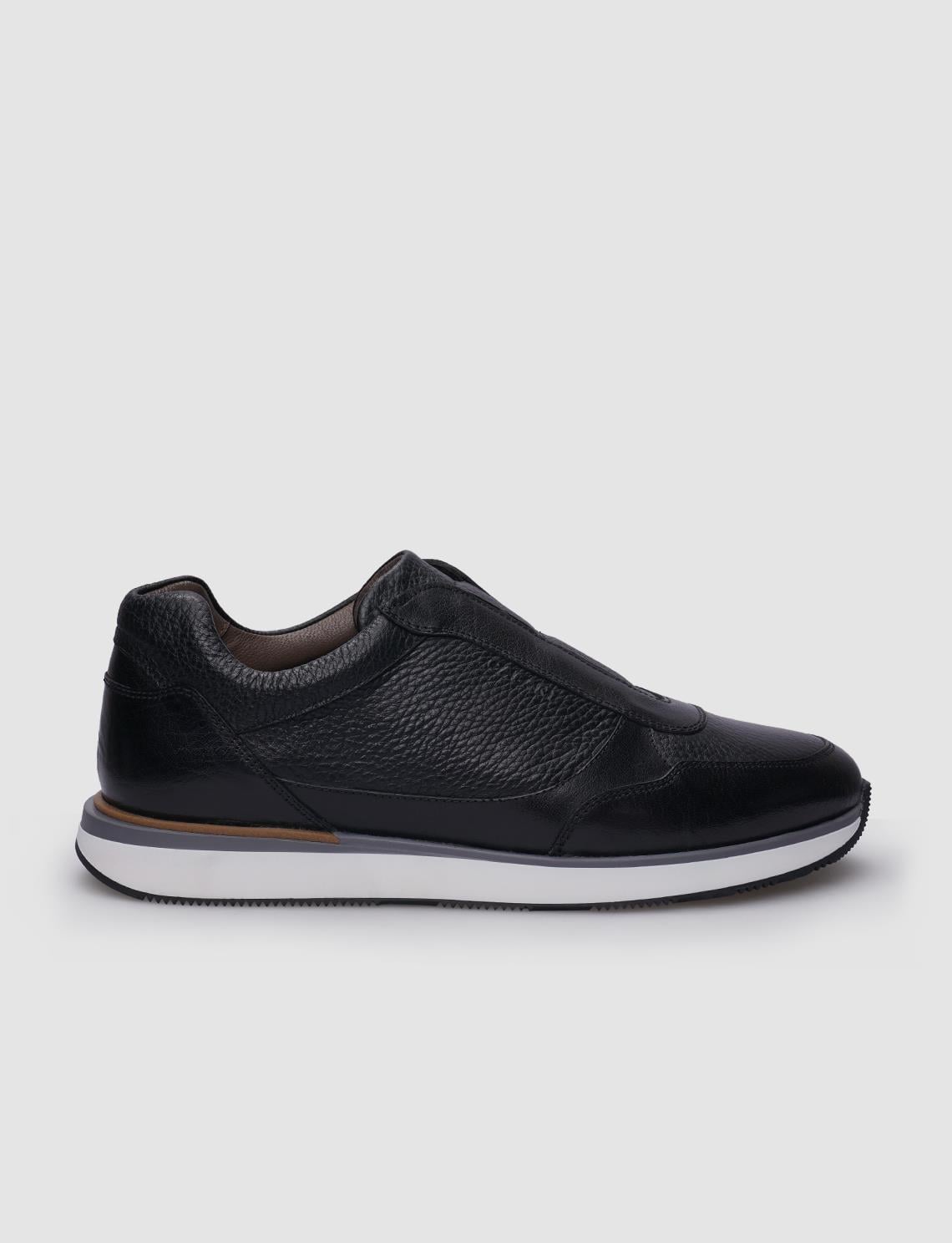 100% Genuine Leather Black Men's Sneaker