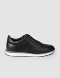 100% Genuine Leather Black Lace-up Men's Athletic Shoes