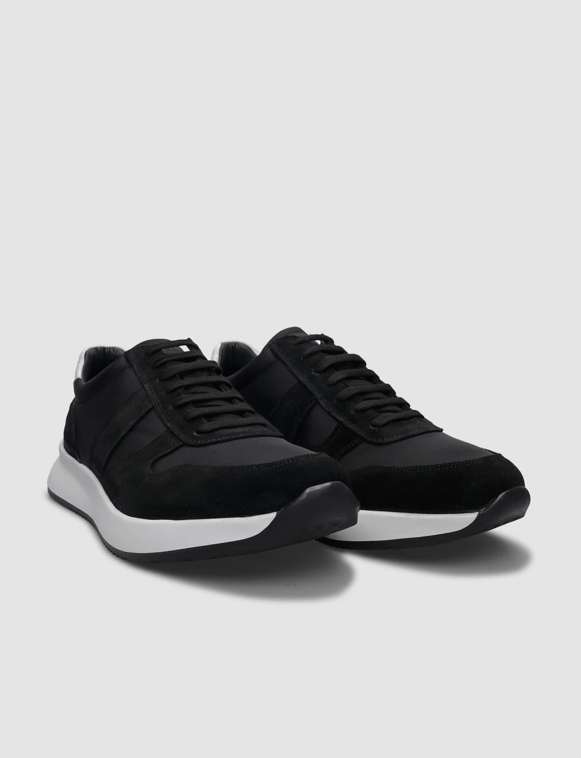 100% Genuine Leather Black Suede Lace-up Men's Athletic Shoes