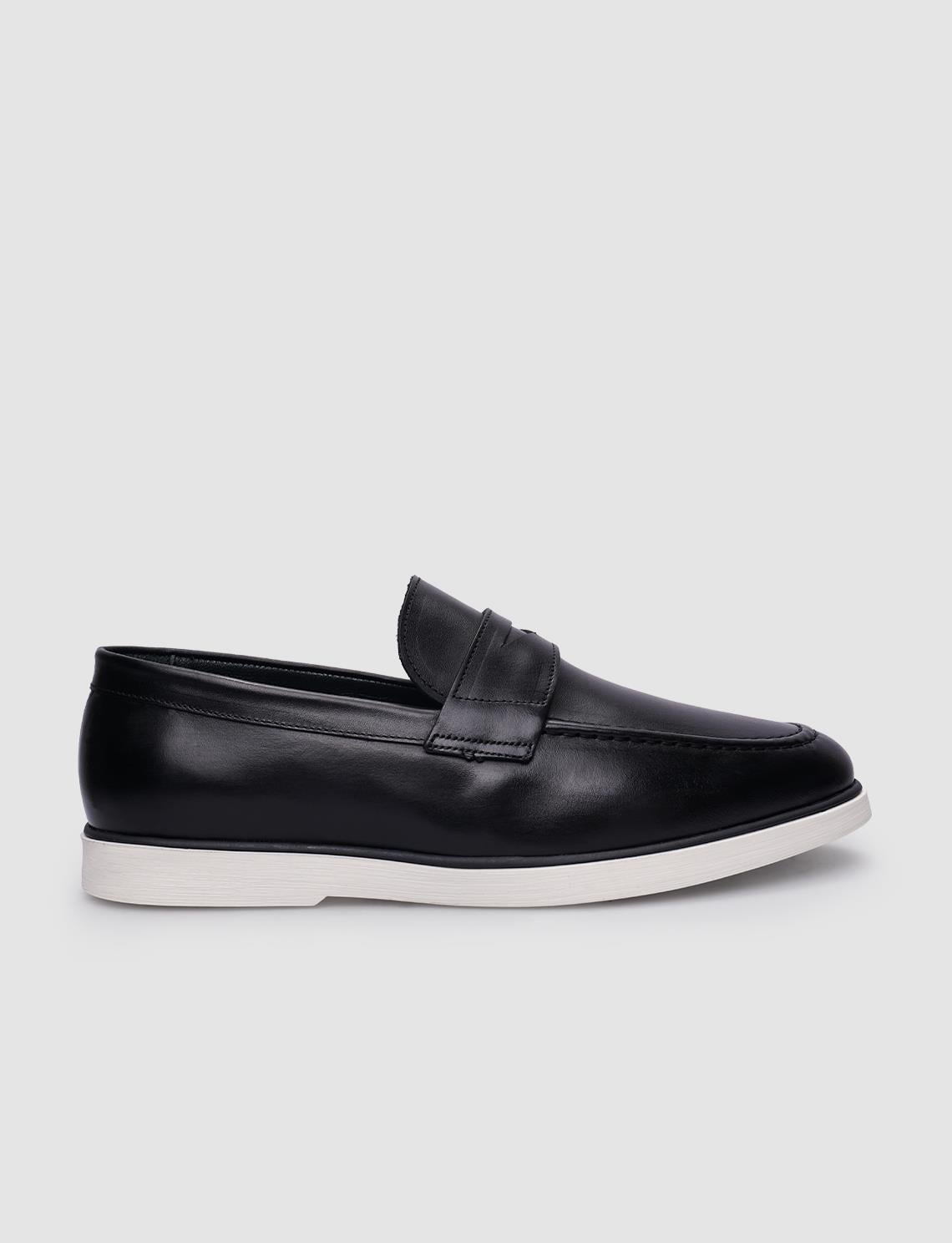 100% Genuine Leather Black Men's Casual Shoes