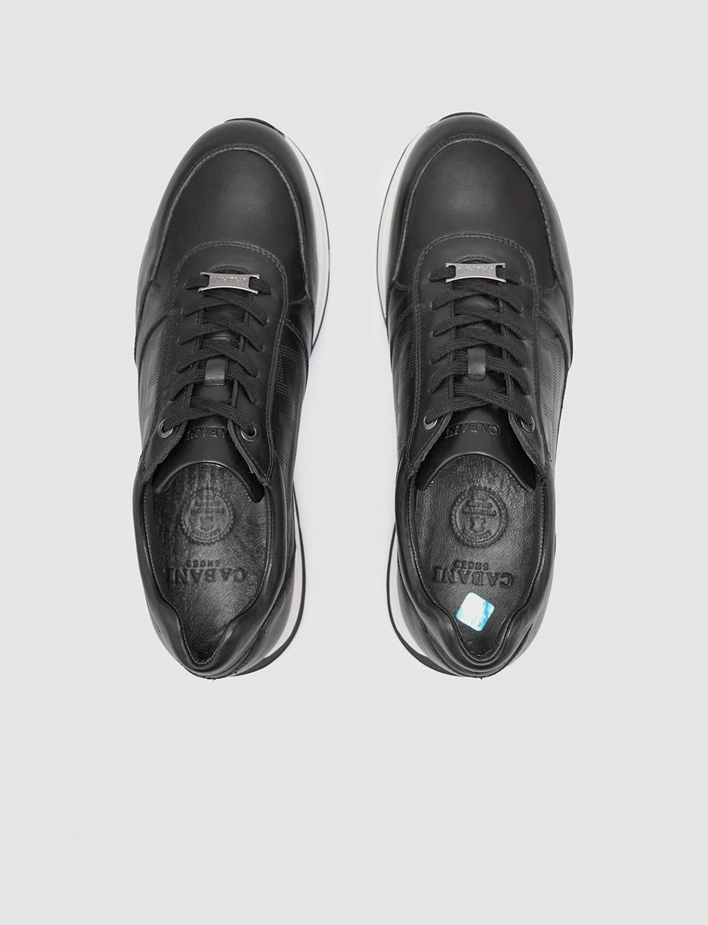 100% Genuine Leather Black Men's Athletic Shoes